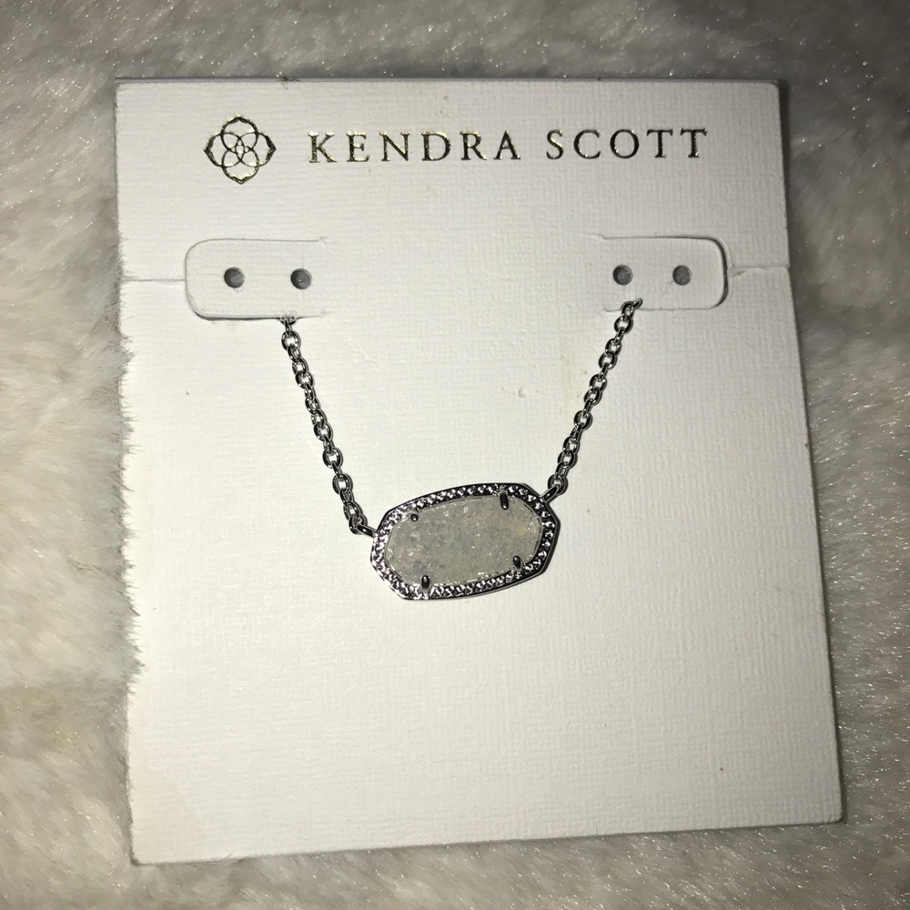 Elisa Silver Pendant Necklace In Iridescent Drusy